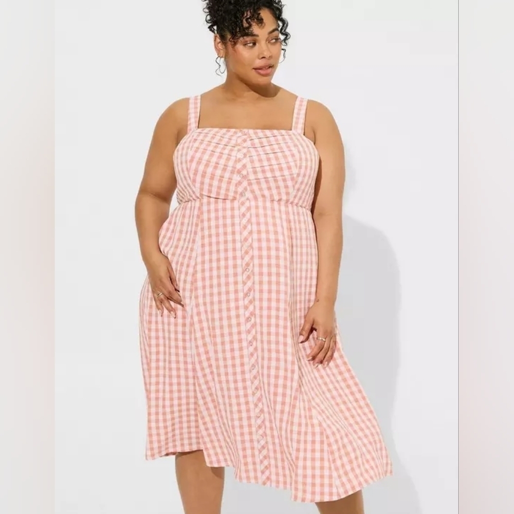 Torrid Pink Plaid Button-Up Dress